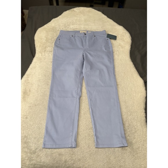 New Coldwater Creek Pastel Blue Straight Chino Pants Size 12P Petite - Picture 1 of 9